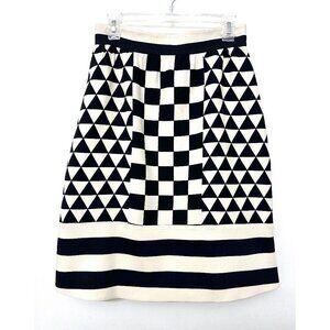 Valentino Black White Checkered Triangle Stripe Skirt Checked Geo Wool IT 42
